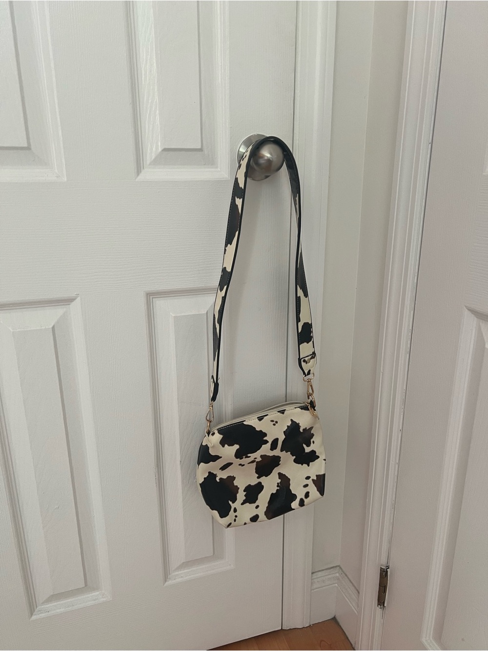 Fun Cow Print Faux Leather Shoulder Bag in Black and White - Women Bags